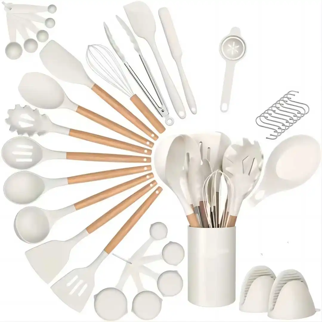 

28pcs Cooking Tool Sets Non-toxic Cookware Heat Resistant 200℃ Silicone Utensils Shovel Spoon Scraper Brush Spade Whisk Turne