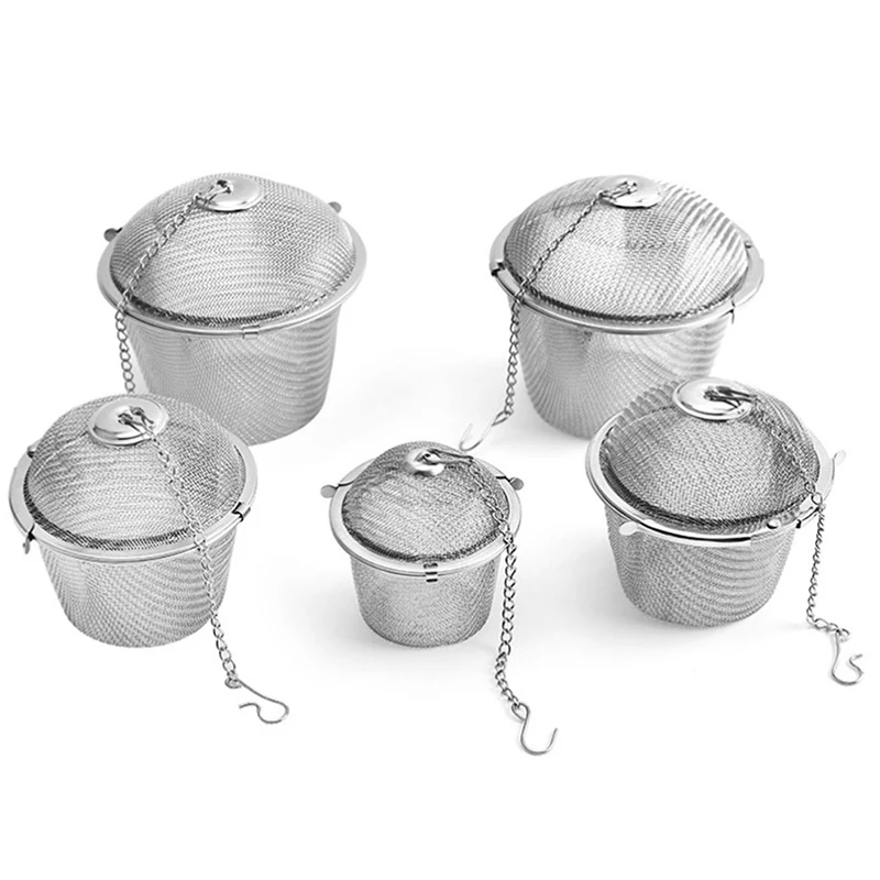 

Reusable Stainless Steel Tea Filter Hanging Type Spice Herbal Mesh Ball Strainer Filter Teaware Supplies 5 Sizes