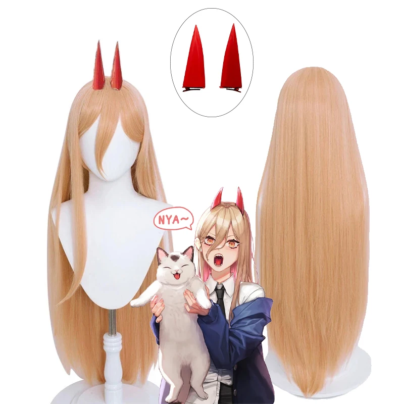 

Power Cosplay Wig Anime Chainsaw Man Power Cosplay Headdress Heat Resistant Synthetic Hair Halloween Props Accessories