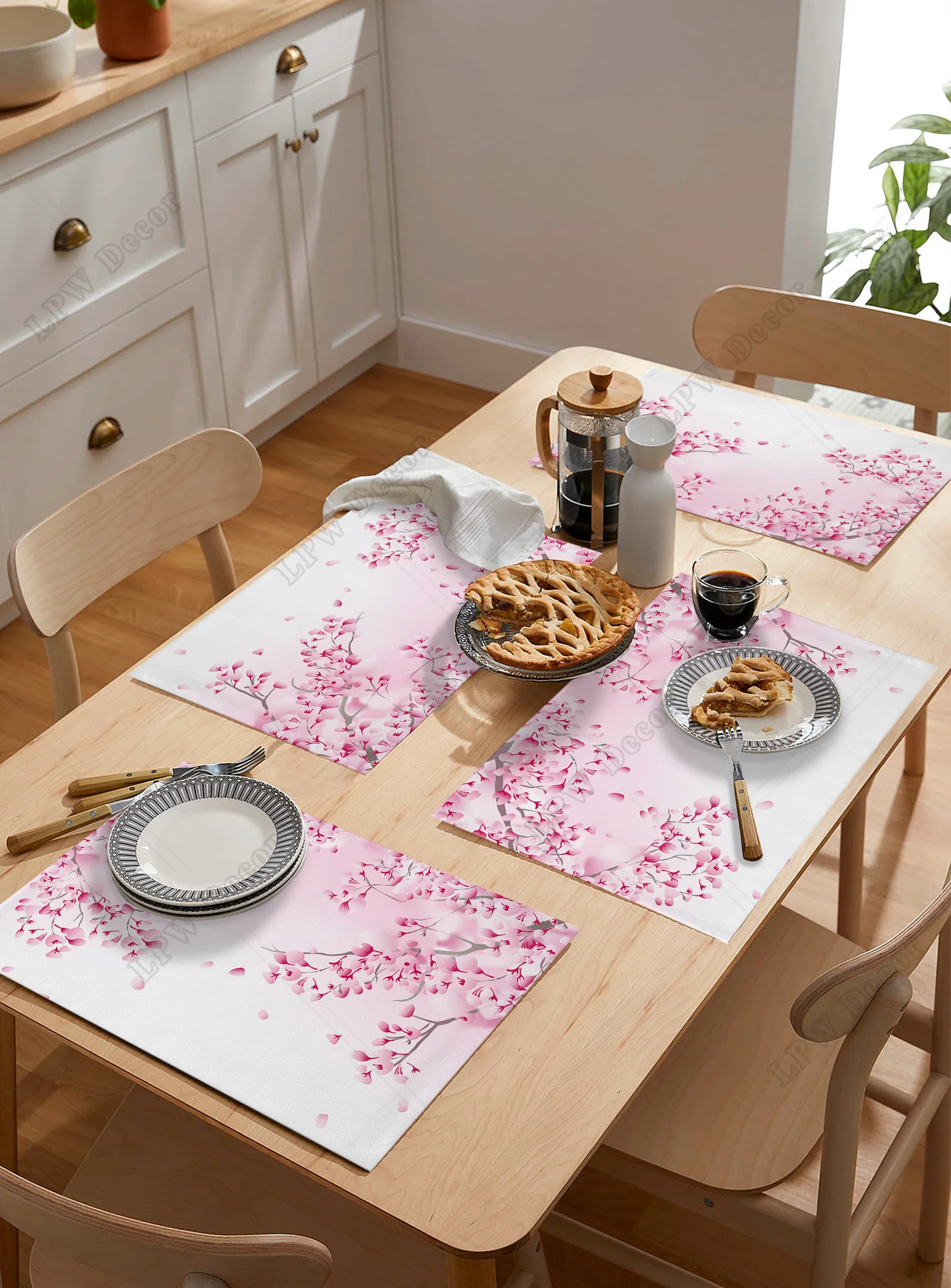 4/6 шт. подстилка в японском стиле с текстурой сакуры кухонная домашний декор