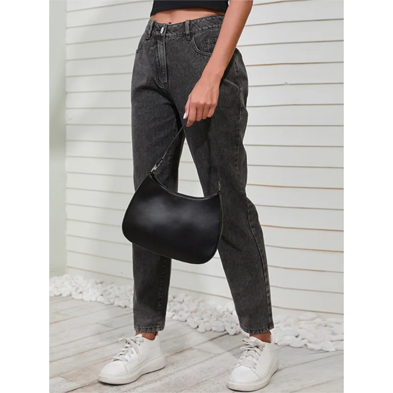 Jeans Women 2023 European Beauty Jeans Washed Women's Casual Black Straight Mid Waist