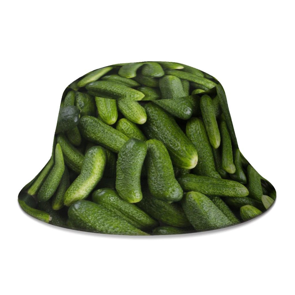 2022 novo verão verde salsicha em conserva cubeta de pepino chapéu para as mulheres dos homens ao ar livre dobrável bob pescador chapéus sun cap