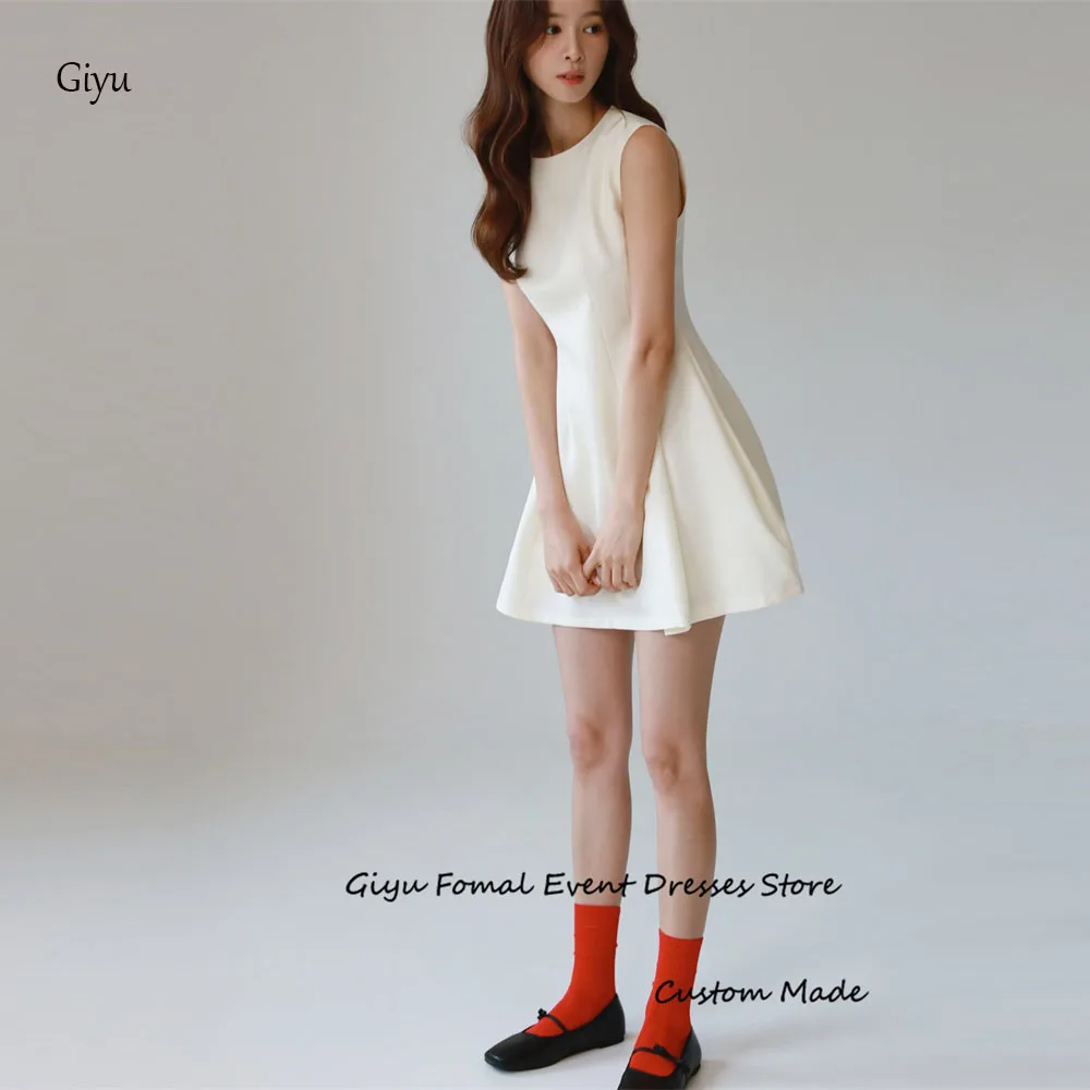 Простое Короткое свадебное мини-платье цвета слоновой кости Giyu 2025 корейские
