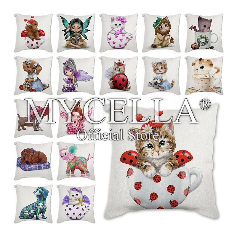 Animals butterfly fairy cat Throw Pillow Cushion Cover Car Home Sofa Pillowcase cojines decorativos para sofá funda cojin 40x40