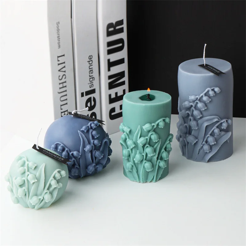 

Flower Relief Cylindrical Aromatherapy Candle Silicone Mould DIY Geometric Cylindrical Spherical Resin Mould 3D Gypsum Soap Mold