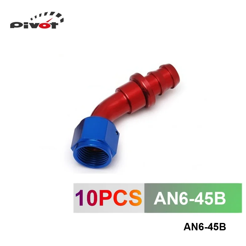 

10 шт./компл.-AN6 соединения труб алюминий 45 градусов Поворотный Масляный/Топливный фитинг адаптер масляный охладитель шланг фитинг AN6-45B