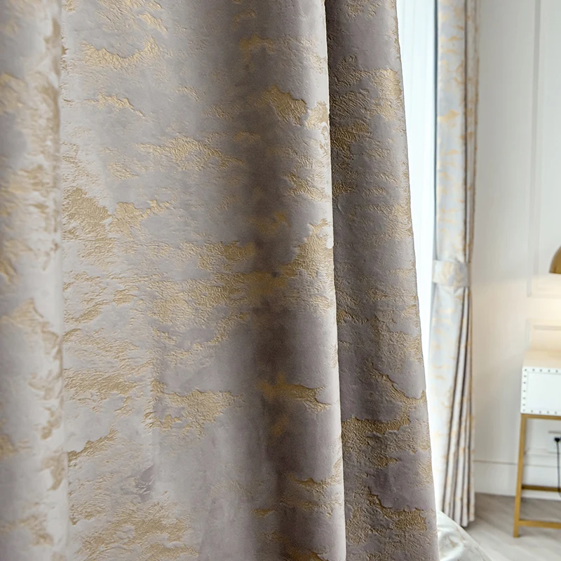 

Curtains for Bedroom Living Dining Room Luxury Simple Modern Bronzing Flannel Full Blackout Velvet Windows Door