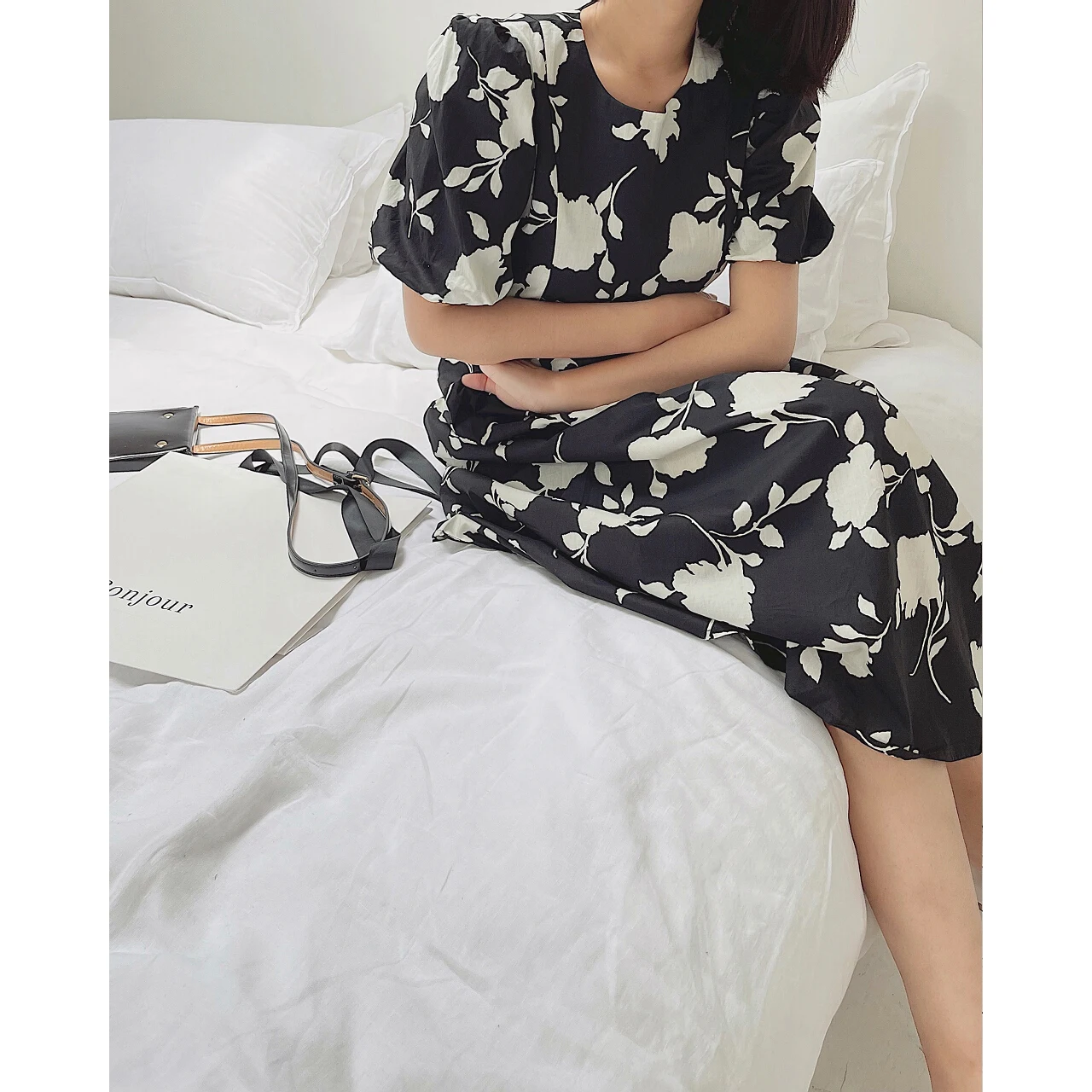 

2022 Women Plaid Floral Dress Za Elegant Robe Y2k Summer Midi Maxi Long Clothes Party Evening Prom Tunics Sexy Chic White Black