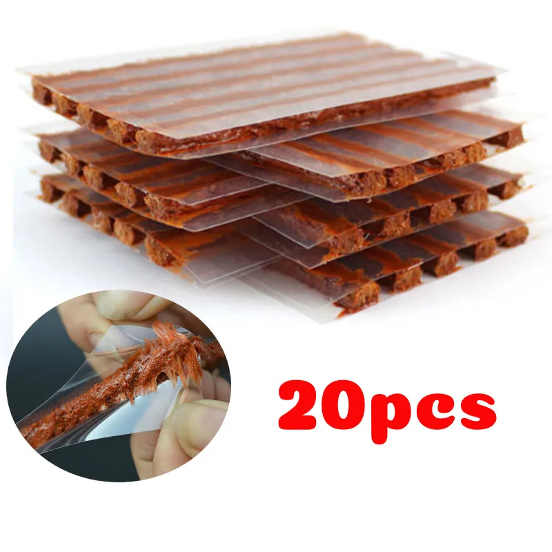 

20X Tubeless Tire Repair Strips Self Vulcanizing Repair Plug Seal Patch For Motorcycle Tyre Puncture Emergency Rubber Strips