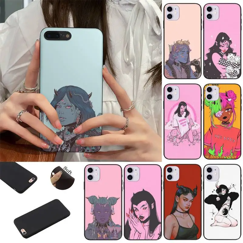 

Angel protects me, devil respects me Phone Case fundas shell cover for iphone 6 6s 7 8 plus xr x xs 11 12 13 mini pro max