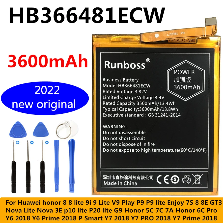 3600mAh HB366481ECW Battery For Huawei Honor 8 5C FRD-L19 FRD-L10 FRD-L09 FRD-AL00 FRD L19 L10 L09 AL00 P Smart FIG-LX1 FIG-LA1