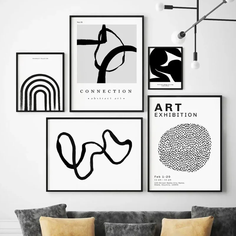 

Minimalist Abstract Geometry Line Point Wall Art Prints Canvas Painting Nordic Poster Modern Wall Pictures For Living Room Decor