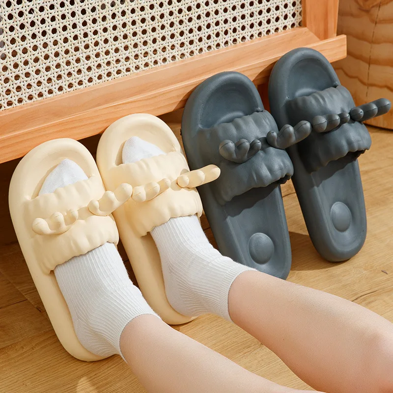 Women Summer Cute Antler Slippers Thick Massage Bottom Slides Home Anti-Slip Bathroom EVA Slippers Couples Campus Beach Sandals