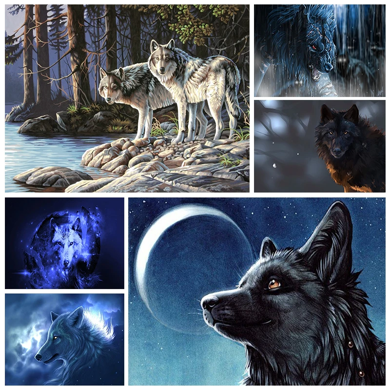 

5D Diamonds Painting Animali Wolf Cross Stitch Kit Diy Ab Drill Diamond Painting Abstract Mosaic Picture Home Decoration Jh246