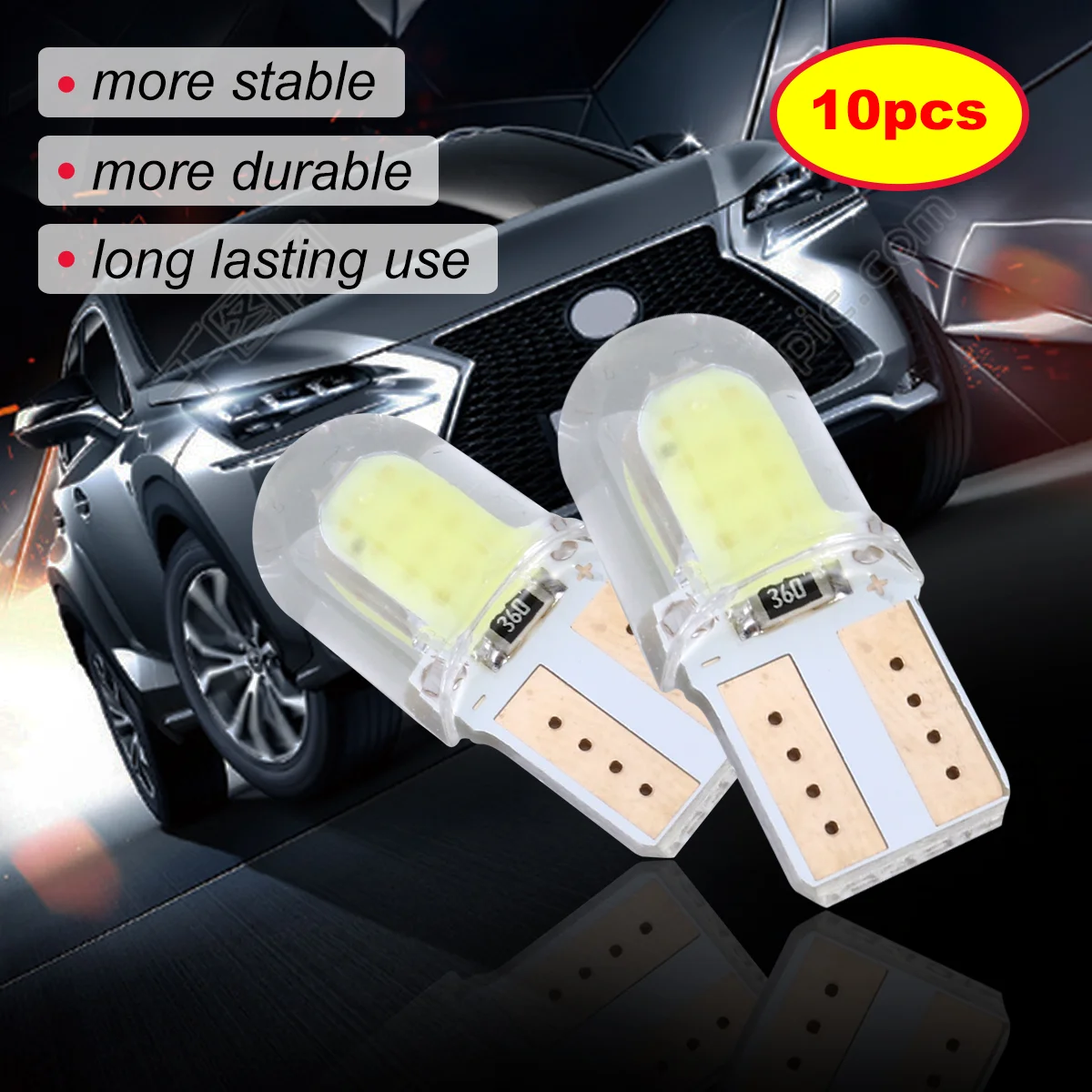 

10pcs Parking Light T10 5W Plate Light Corner Light Indicator Light for Auto