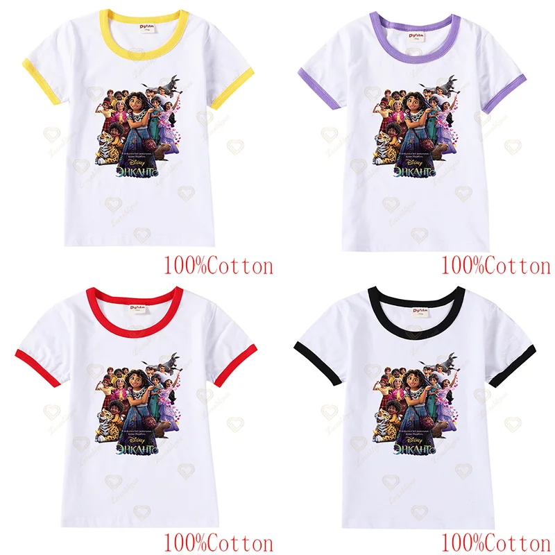 

White T Shirts Disney Print Women Children Summer Short Sleeve Girls Streetwear Tops Sweet Tee for Daughter's Birthday Gfts