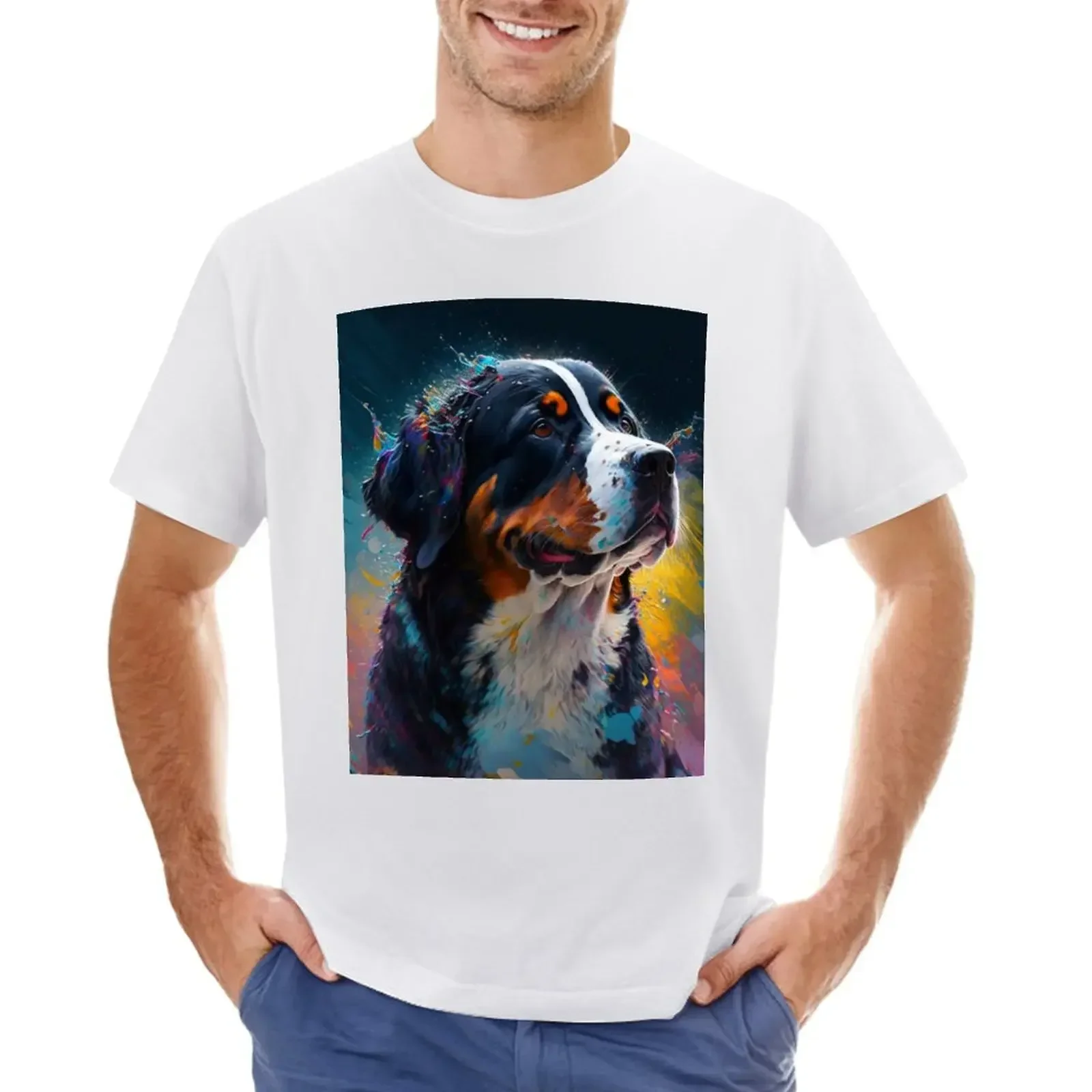 Футболка мужская с рисунком больших швейцарских горных собак футболка
