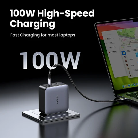 UGREEN 100 Вт GaN Зарядное устройство 5 портов USB C Зарядное устройство QC4.0 3,0 PPS Для Macbook Air Ноутбук Планшет PDFast Зарядное устройство Для iPhone 16 15 14 Pro