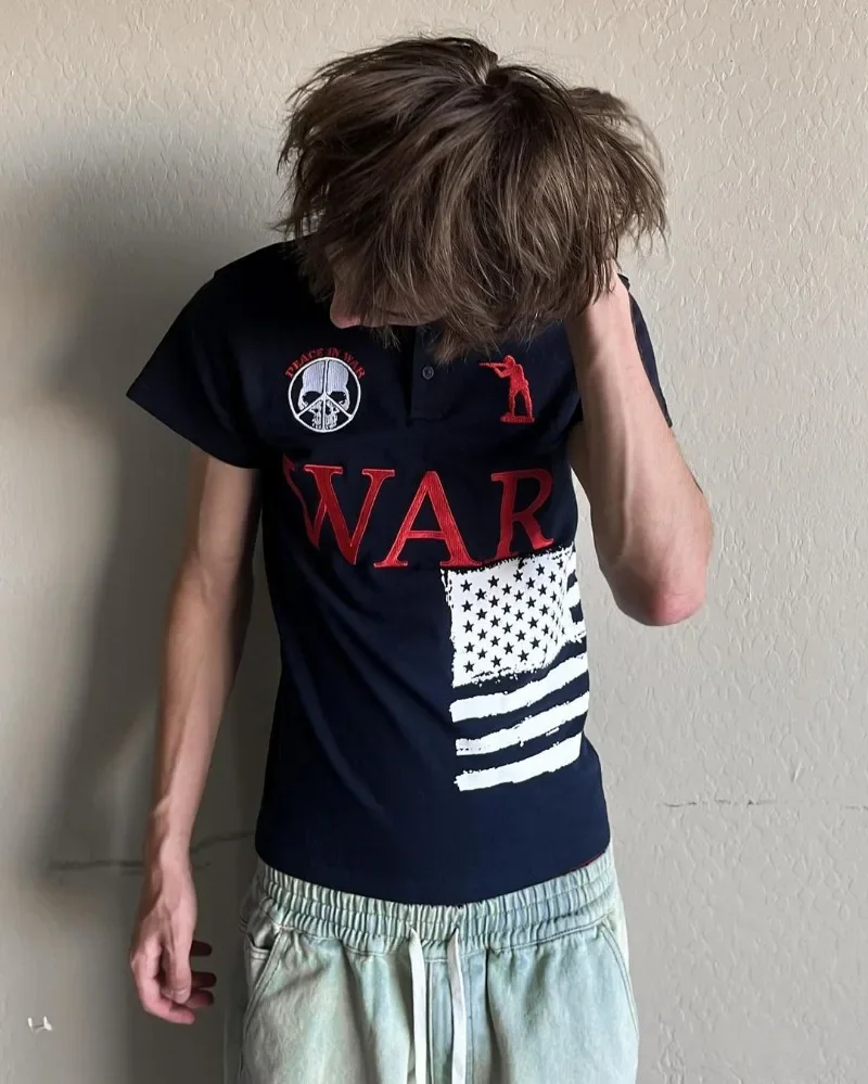 Европейская и американская новая модная рубашка поло с буквенным принтом для