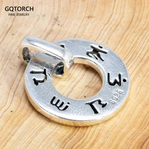 Подвеска мантра из настоящего серебра 925 пробы, женское винтажное ювелирное изделие с гравировкой шести слов Om Mani Padme Hum, аксессуары 2017