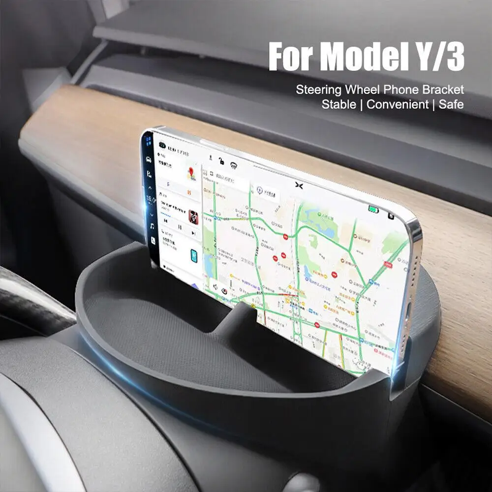 

Steering Wheel Phone Silicone Organizer Front Storage Pocket For Tesla Model 3/Y Accessories Convenient Storage Box Dropshi K6N5