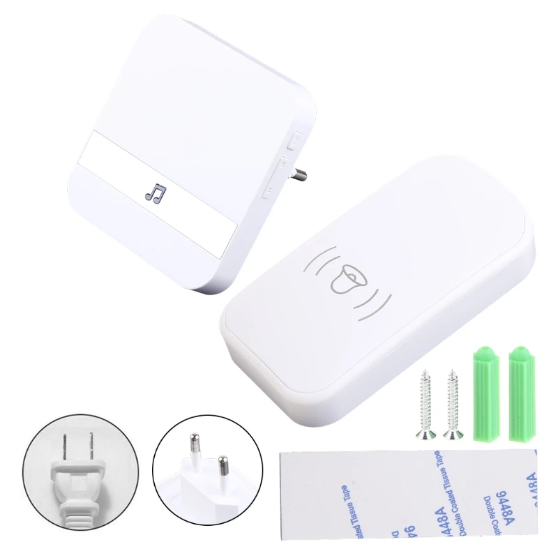 

EU Plug 90-260V Wireless Doorbell Door 60 Rings Tune Song 300M Remote Distance for Smart Home Cordless Doorbe