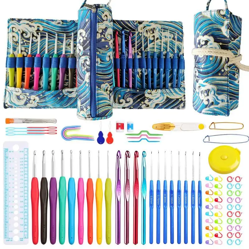 

Crochet Hook Kit Stainless Steel Needle Hook Set For Crochet Portable Multifunctional Crafts Supplies With Storage Bag For