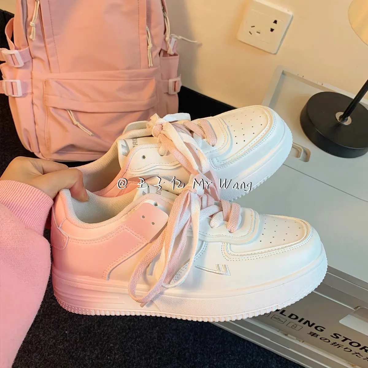 Gradient Shoes Women's Summer Breathable Shoes Niche Original Thick-soled White Shoes Female Students All-match Sneakers