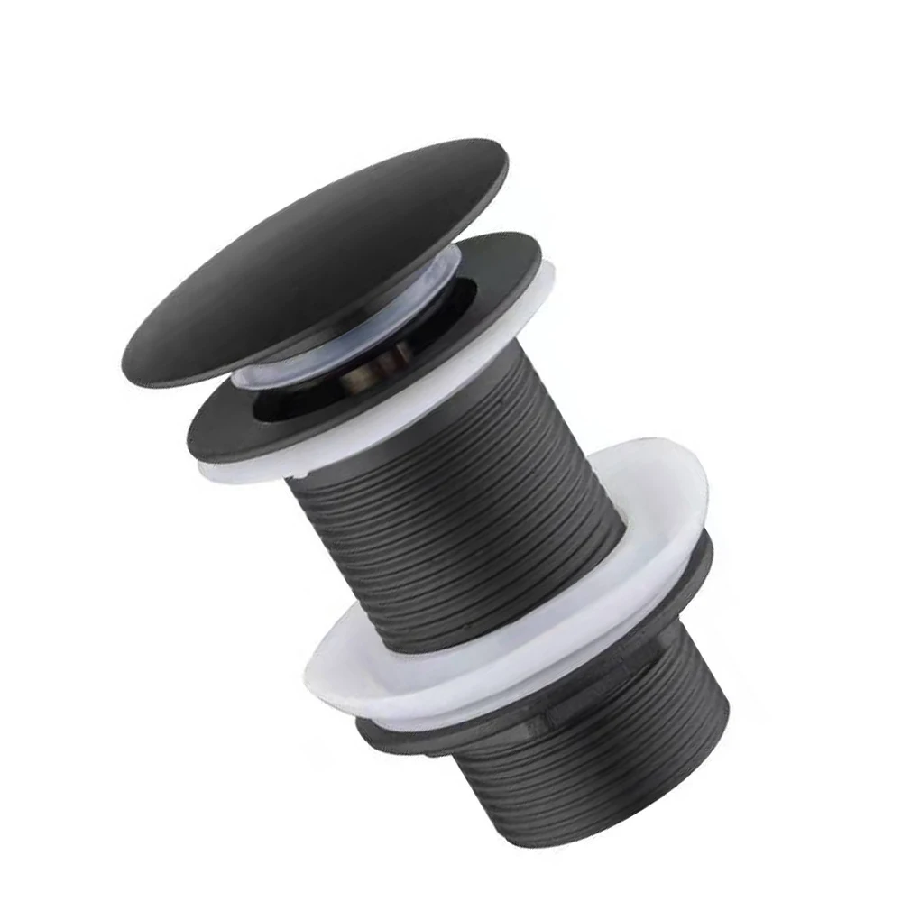 

Matte Black Gold Bathroom Basin Sink Stainless Steel Drain With Overflow Kitchen Bath Drain Stopper with Hole