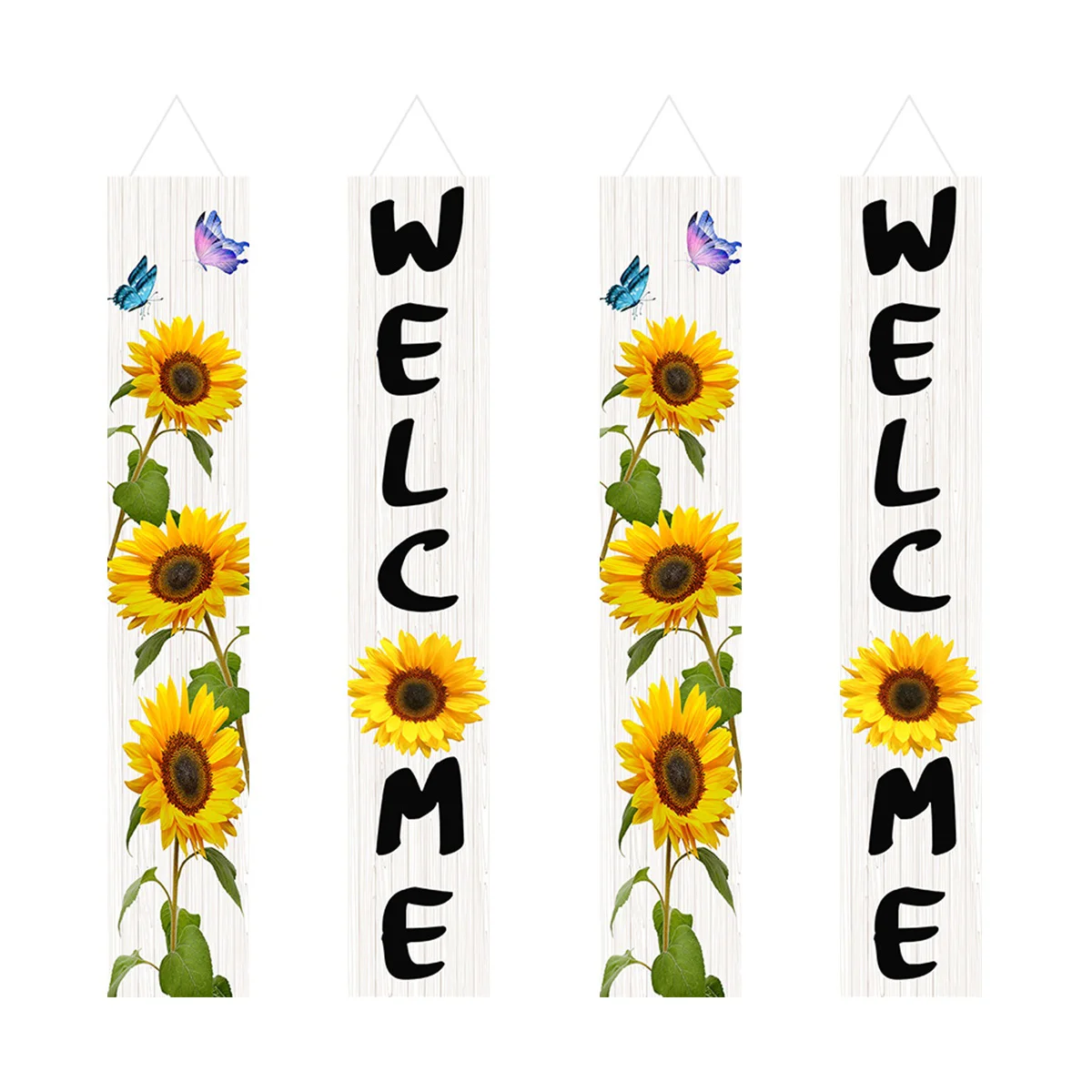 

2 Pairs Patio Porch Sunflower Banner Welcome Sign Signs Thanksgiving Porch Sign
