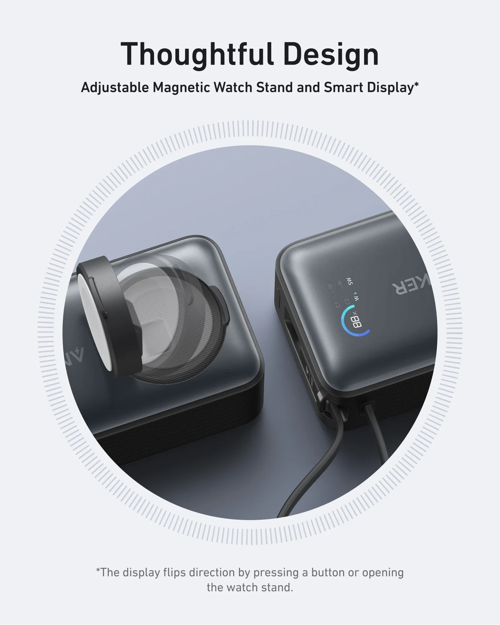 Фото Внешний аккумулятор Anker MagGo Power Bank 10000 мАч 35 Вт со встроенным кабелем USB-C для iPhone 17, 16, 15, 14, 13 и Apple Watch №5