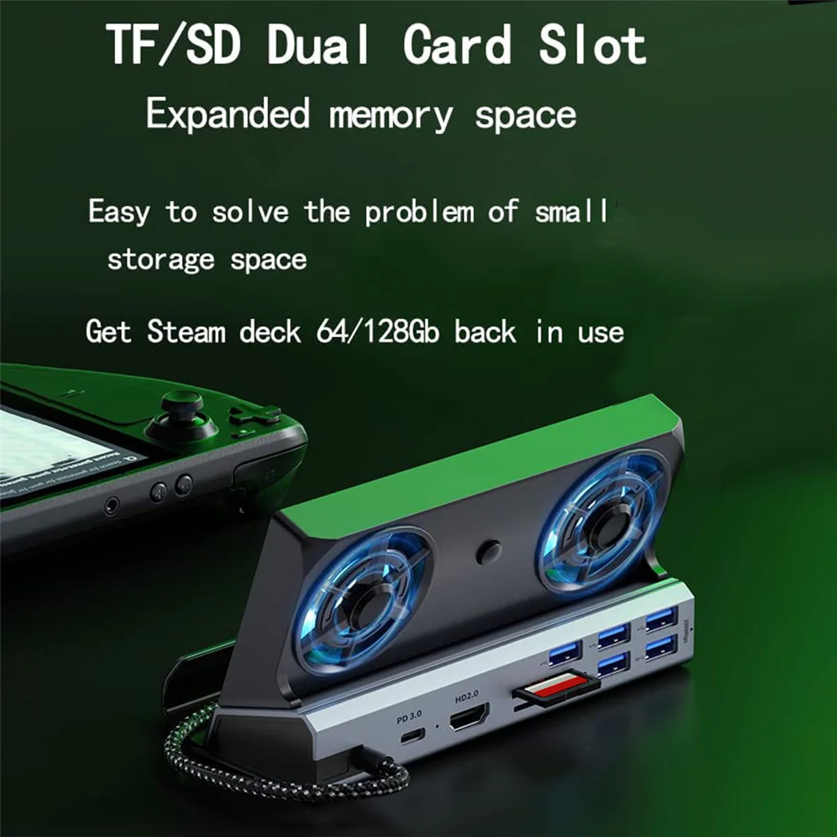 

Док-станция с вентилятором, 10 в 1, 4K @ 60 Гц, Gigabit Ethernet