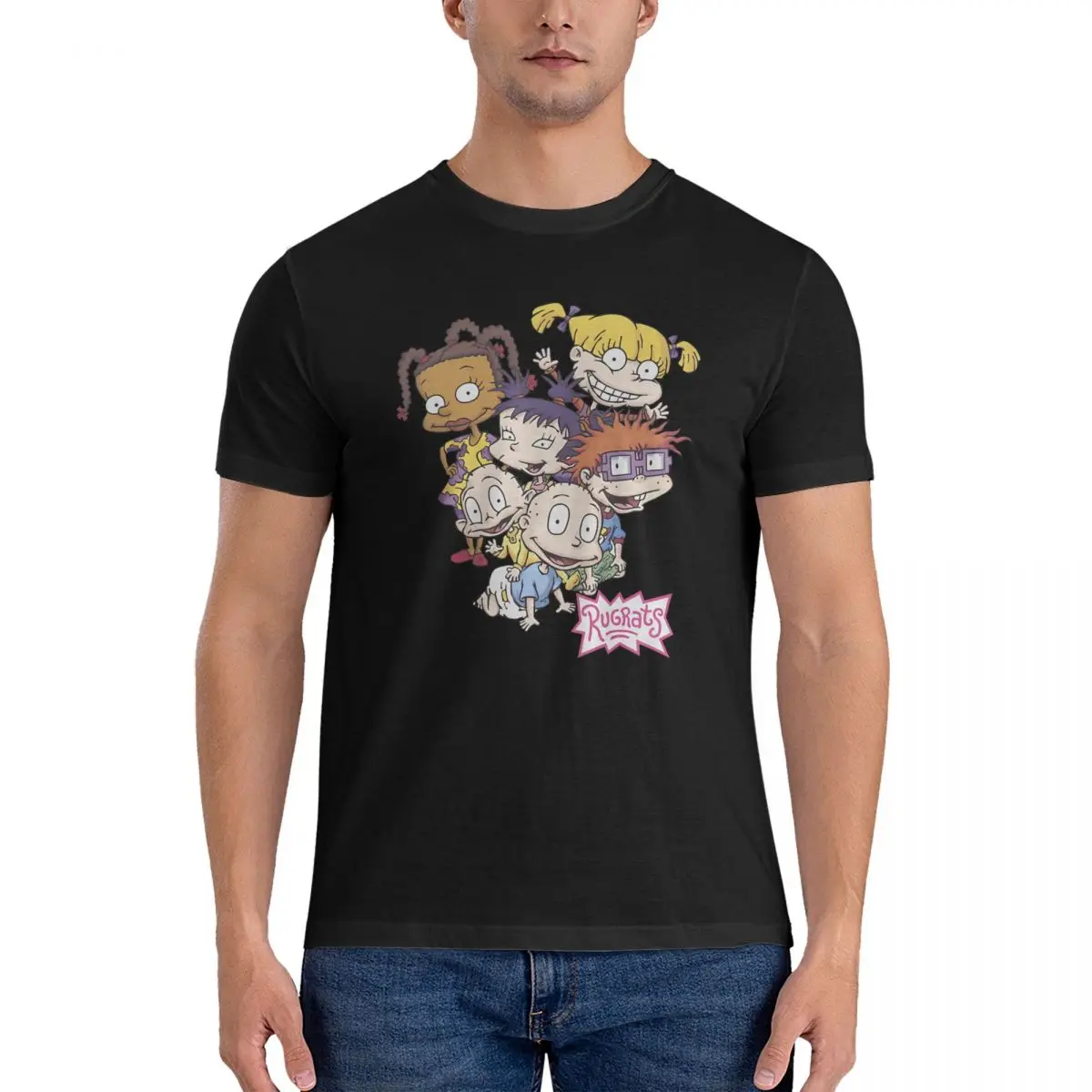 Groovy футболки для мужчин 100% хлопок смешные круглый воротник X-Rugrats футболка с