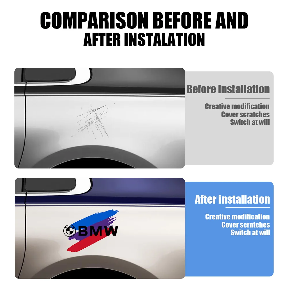 2 szt. trójkolorowych naklejek z PVC do modyfikacji karoserii Akcesoria samochodowe BMW M Performance X3 X5 X6 E46 E53 E60 E70