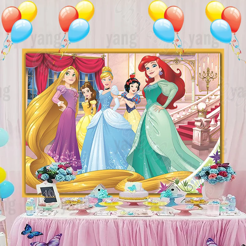 Disney Princess Sleeping Beauty Cinderella Tangled  Rapunzel Castle Wedding Birthday Party Backdrop Background Decoration Shoot enlarge
