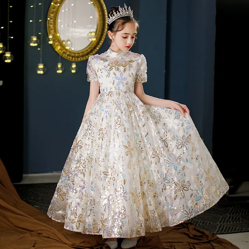 

2022 Summer Spring Children Girls High Quality Model Show Catwalk Communication Princess Dress Kids Teens Wedding Birthday Dress