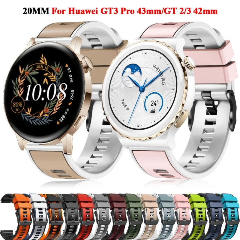 

Ремешок сменный спортивный для смарт-часов Huawei Watch GT3 42 мм, силиконовый браслет GT 2/GT 3 Pro 43 мм/Honor Magic 2, 20 мм