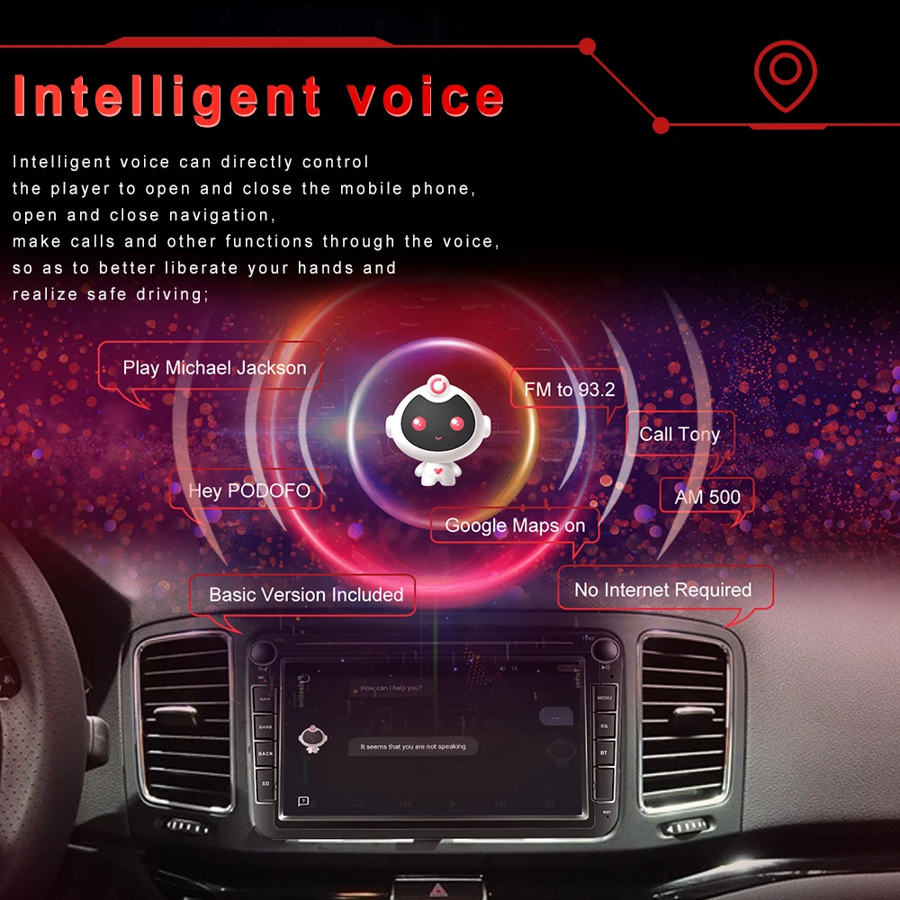 podofo 2 din car radio android 10 0 for vwvolkswagengolfpolopassatb7b6seatleonskoda 8 inch 8128g gps wifi 4g carplay free global shipping