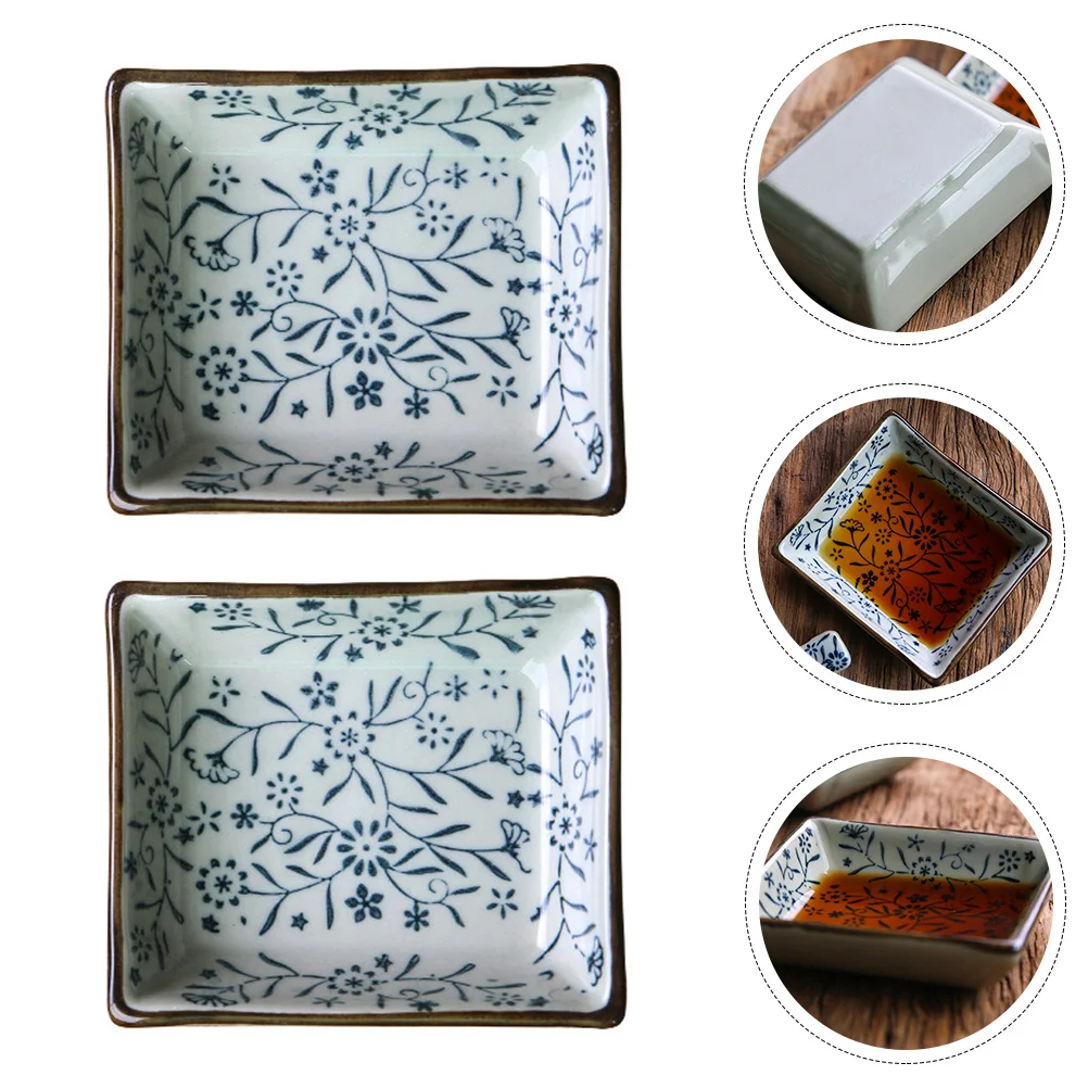 

2 Pcs Ceramic Dish Condiment Containers Seasoning Dishes Small Plate Plates Ceramics Wasabi Plate Condiment Dishes