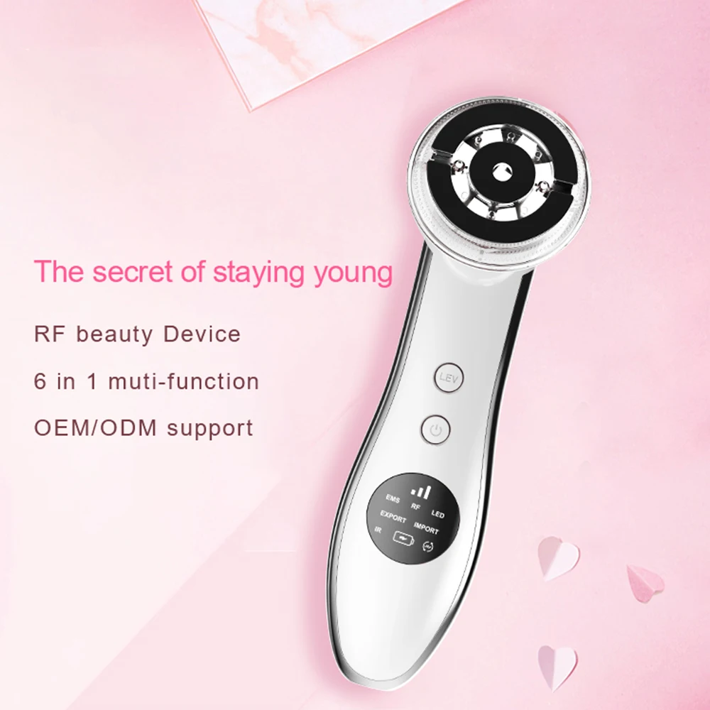 

6-in-1 Multifunctional Beauty Instrument EMS Ultrasonic Vibration Facial Massager Wrinkle Removal Skin Tightening Skin Care Tool