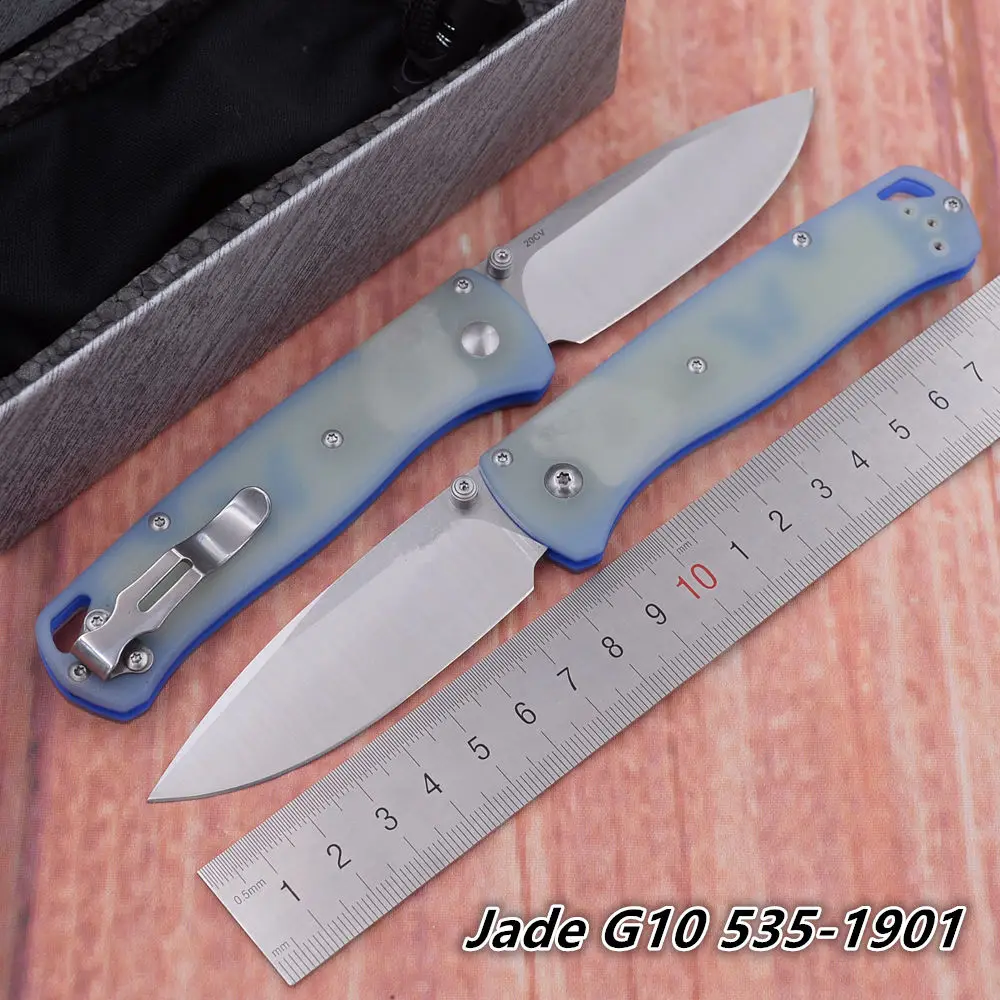 

JUFULE Jade G10 Handle 535-1901 Mark 20CV Blade Copper Washer Folding Pocket EDC Tool Camping Kitchen Hunt Outdoor Utility Knife