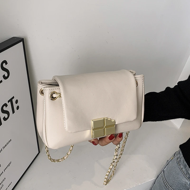 Ladies High Quality Leather Shoulder Bags For Women Long Gold Chain Shoulder Bags Bags Luxury Handbags Crossbody Bags For Women