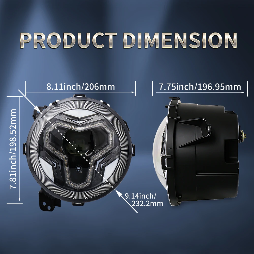 POVTOR 9-дюймовые фары с дневными ходовыми огнями фотосигнал поворота для Jeep JL 2018-2023