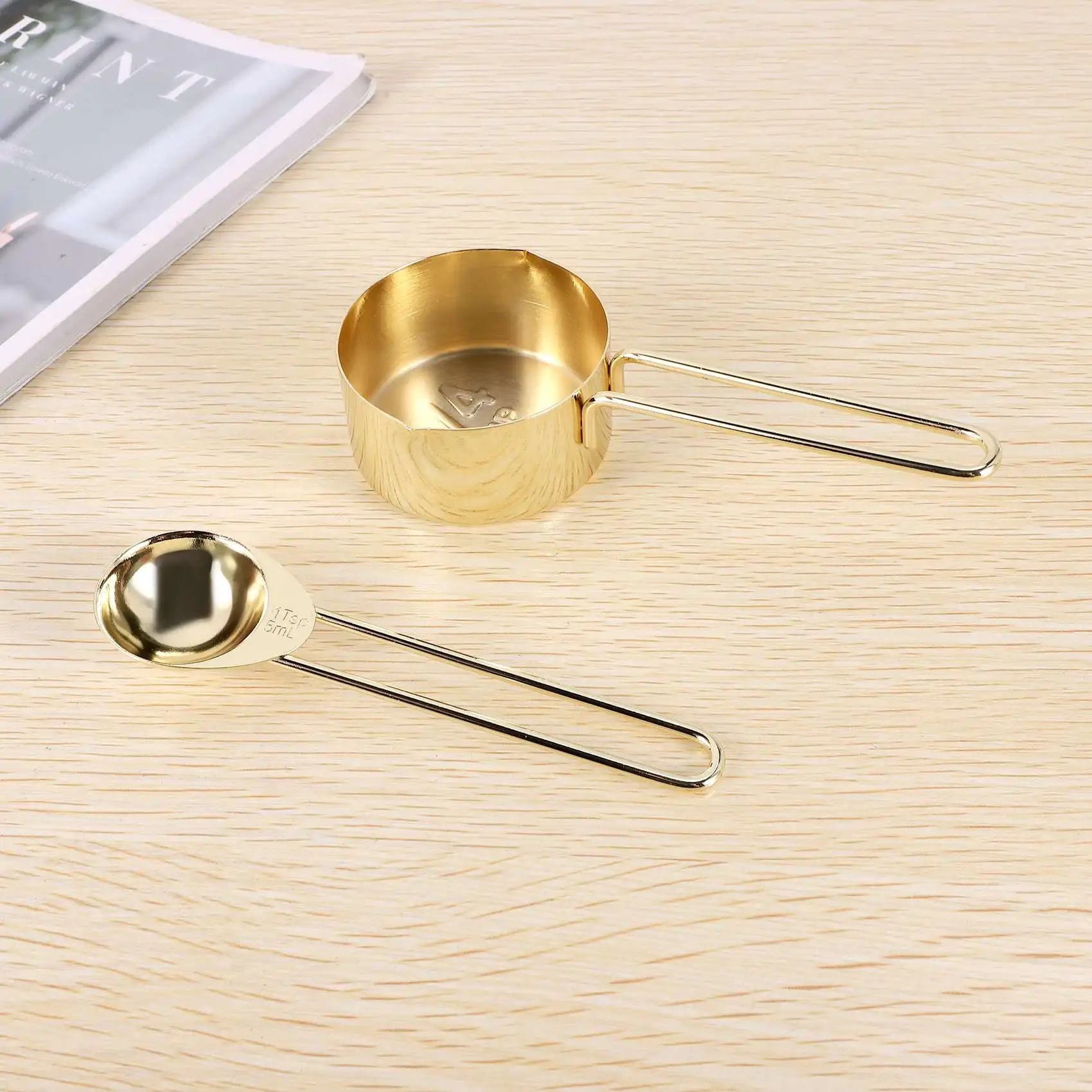 Золотые мерные чашки набор мерных ложек нержавеющая сталь 8 шт. сухие и жидкие