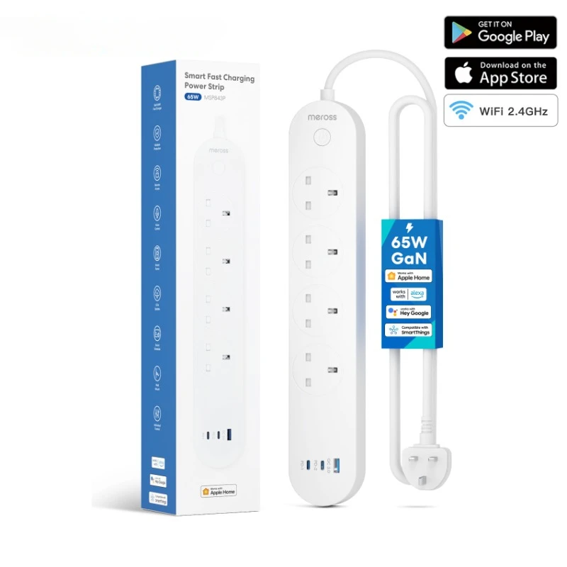 

Meross HomeKit умная Быстрая зарядка сетевой фильтр с 4 розетками и стандартным портом 65 Вт версия для Великобритании поддержка Alexa Google Assistant