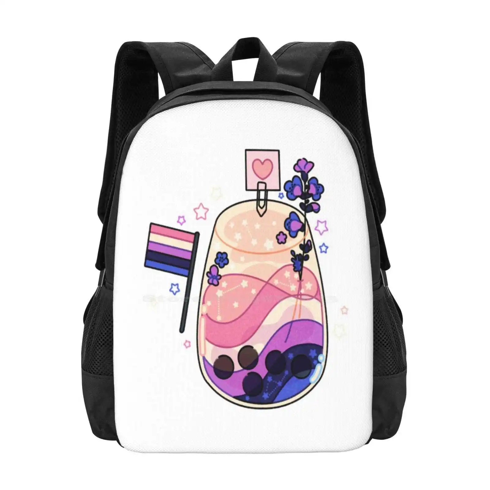 Gender Fluid Cocktail 3D Print Design Backpack Student Bag Pridemonth Pansexual Cocktail Lgbt Queer Trans Aesthetic Asexual