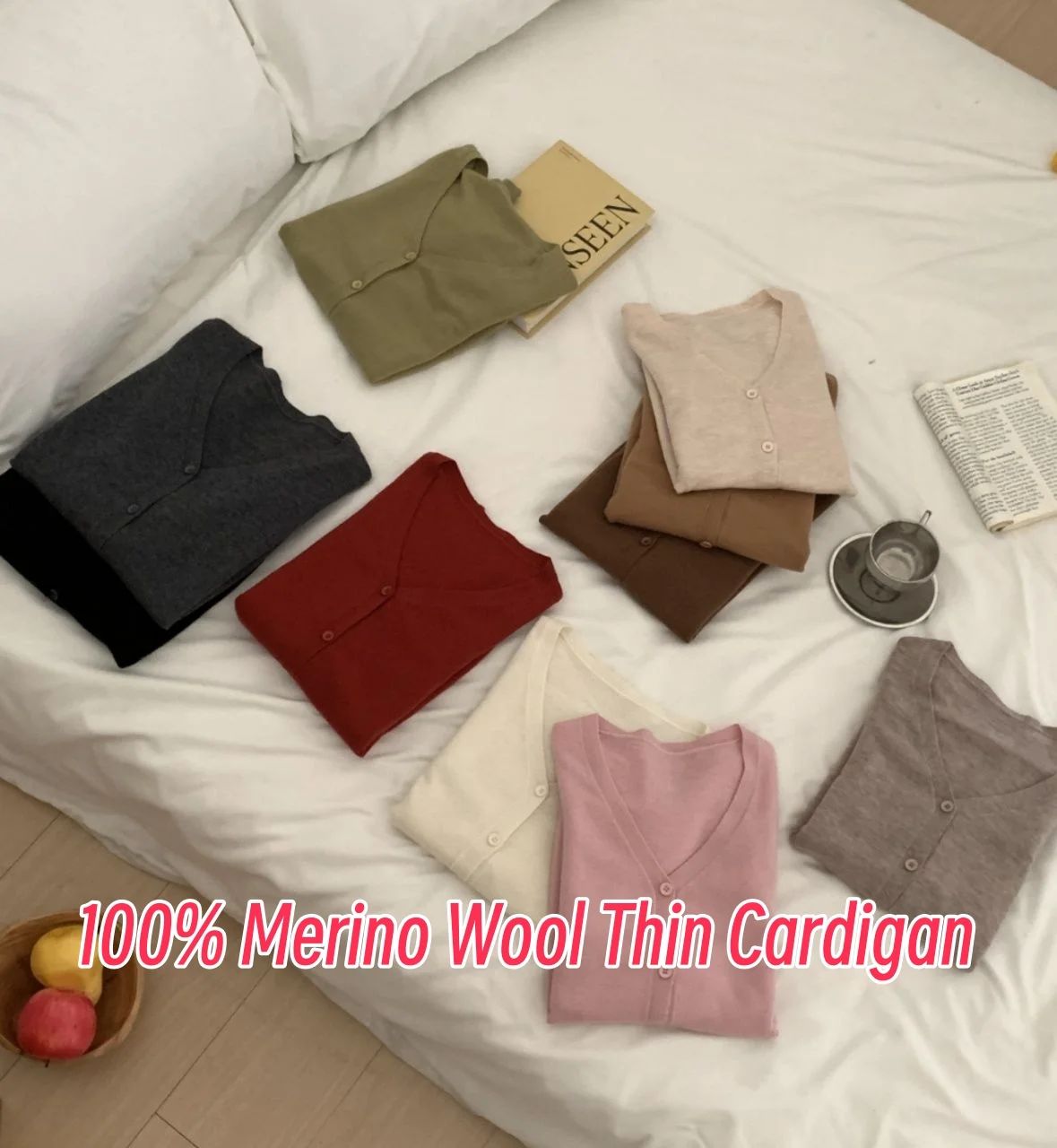 Real 100% Merino Wool Thin Cardigan Women 2025 Spring Pure Long Sleeve Knitwear 10 Colors Lady Single Breasted Knit Outwear