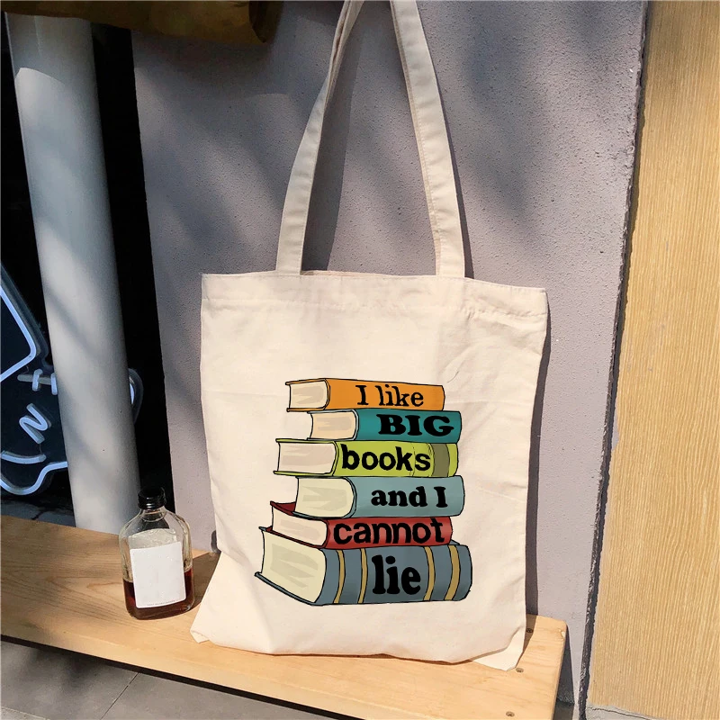 

I Like Big Books 2021 New Shoulder Handbags Shopping Canvas Bag Tote Bags Gothic Vintage Art Casual Large Capacity Shopper Bag