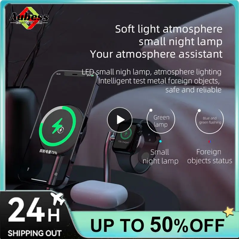 

5w 4 In 1 Chargers Fast Charging Charging Station Portable Magnetic Charger For Apple Watch Charger Airpods Night Light 2023