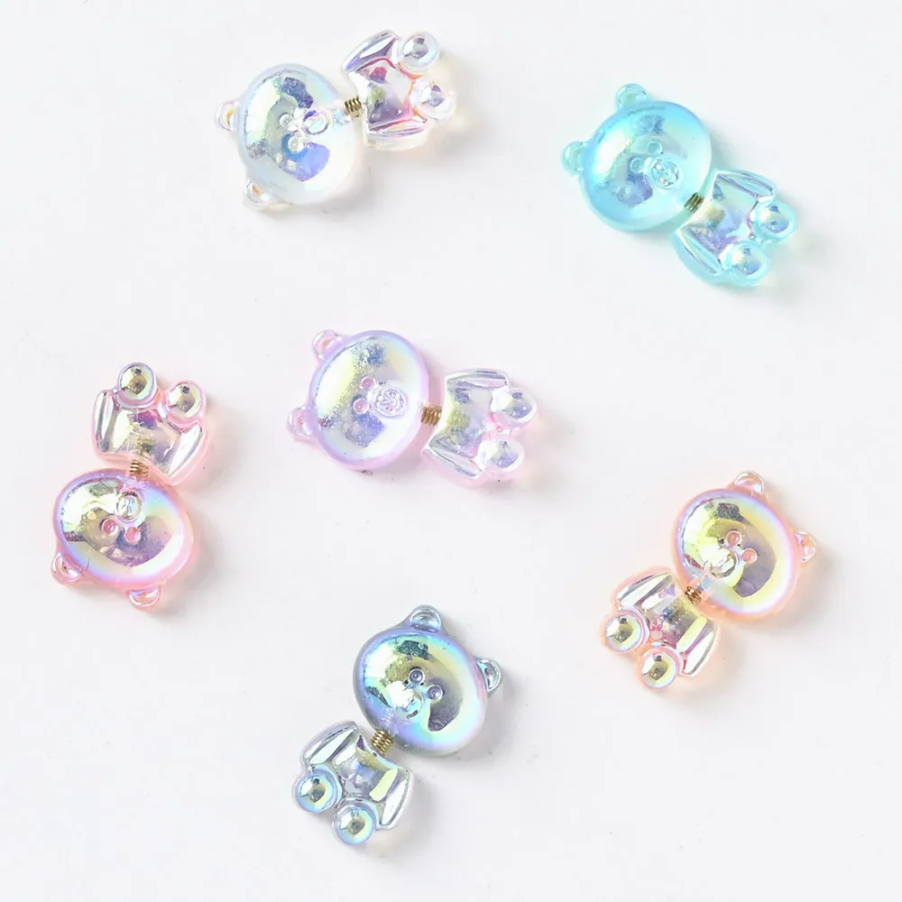 

5PCS/Aurora Cute Bear Shape 3D Alloy Nail Charms Mixed Resin Nail Rhinestones For Nail Decoration DIY Luxury Nail Accessories B&